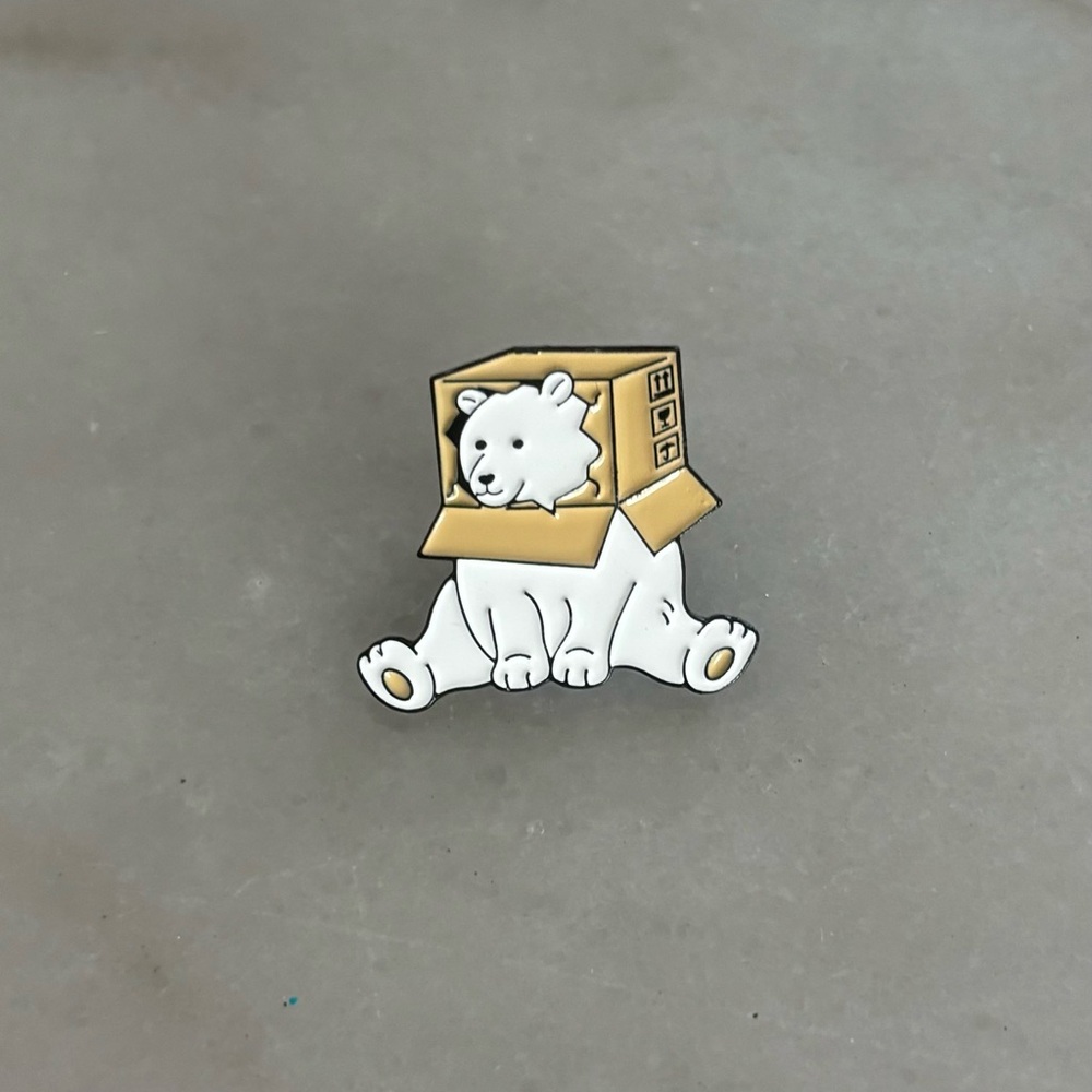 Polar Bear with Box Enamel Pin